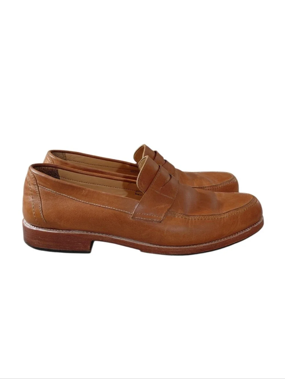 Adelante The Luca Chestnut Leather Penny Loafers Size 9.5 Classic Slip-On Shoes